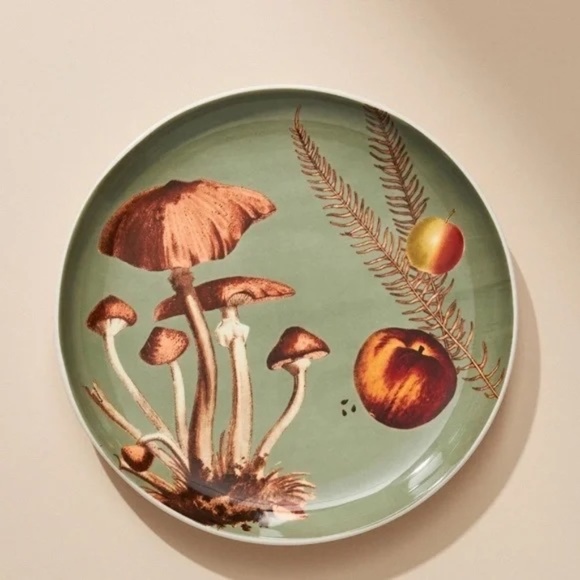 NWT Anthropologie Nature Studies Fungi Dessert Salad Plate - Picture 1 of 3